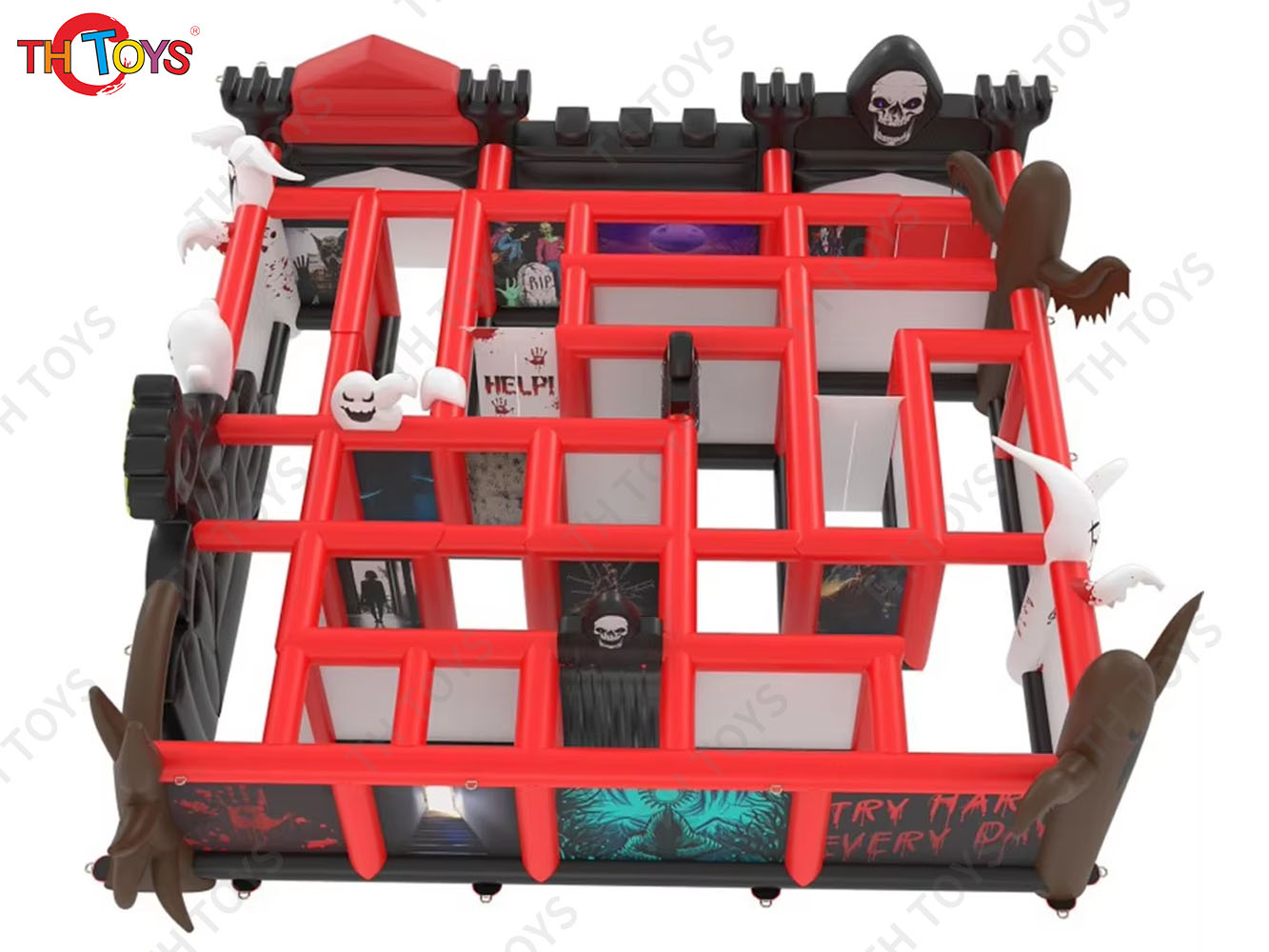 custom made Inflatable Maze outdoor big Adventure Ghost Themed Inflatable Haunted House for Halloween