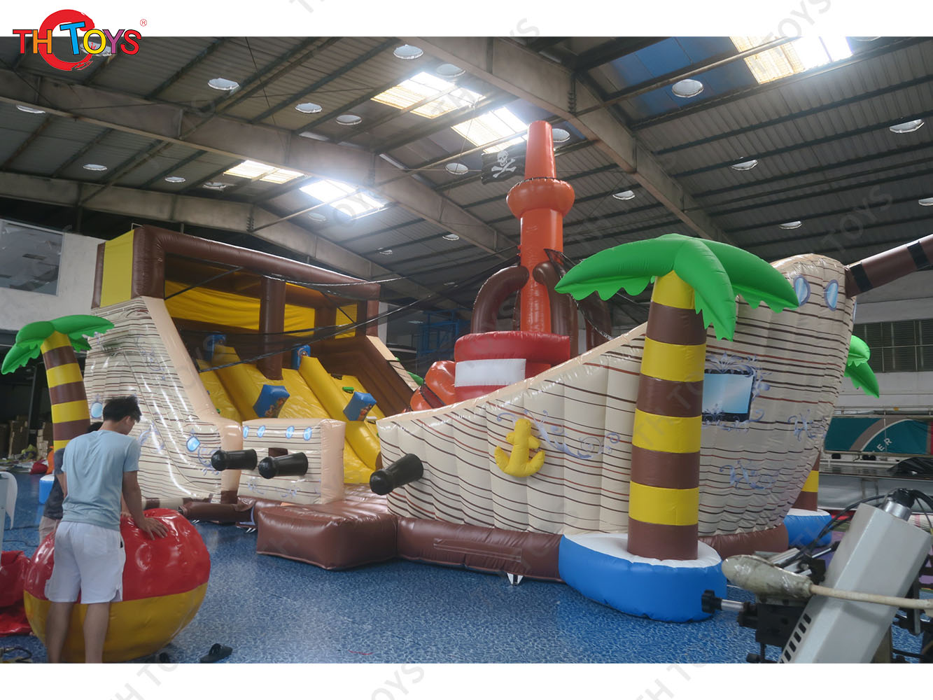 Giant Inflatable Pirate Slide Pirate Boat Theme Inflatable Playground Fun City for Sale