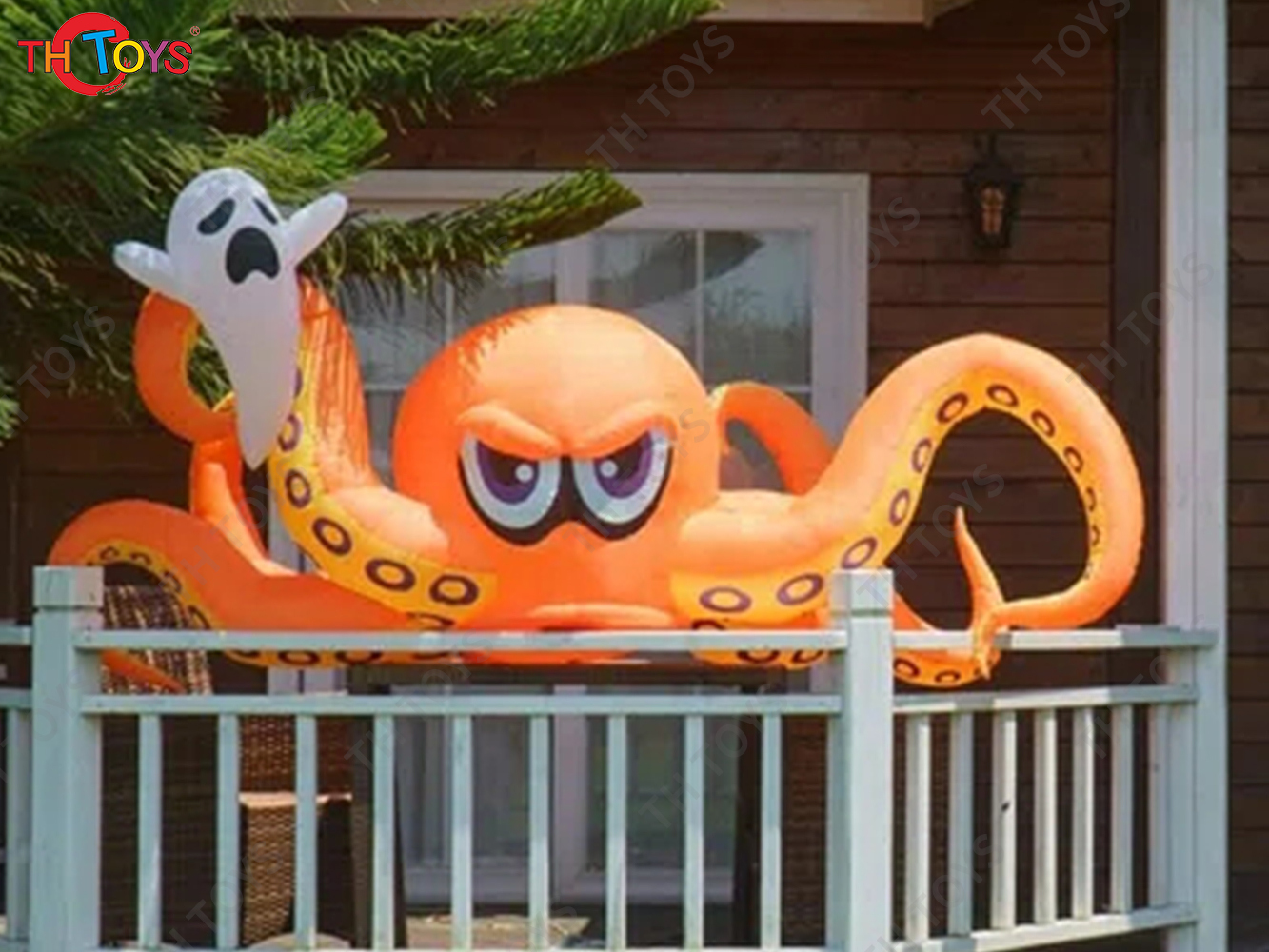 4M 5M Giant Inflatable Cartoon Octopus Air Blow Squid with Tentacles Nightclub Wall Decoration Halloween Event Advertising Props