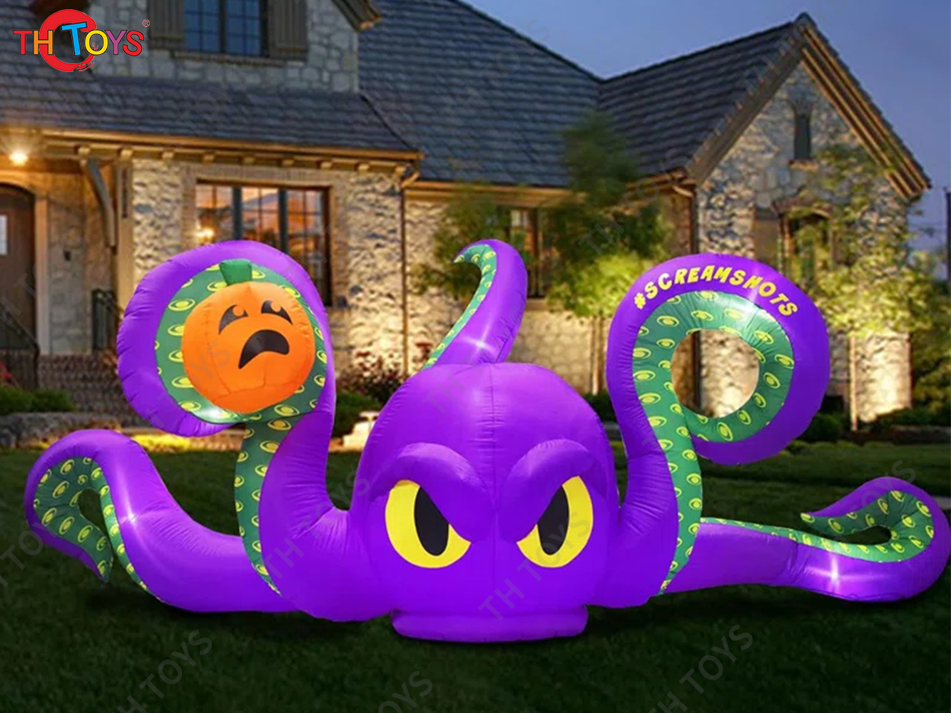 4M 5M Giant Inflatable Cartoon Octopus Air Blow Squid with Tentacles Nightclub Wall Decoration Halloween Event Advertising Props