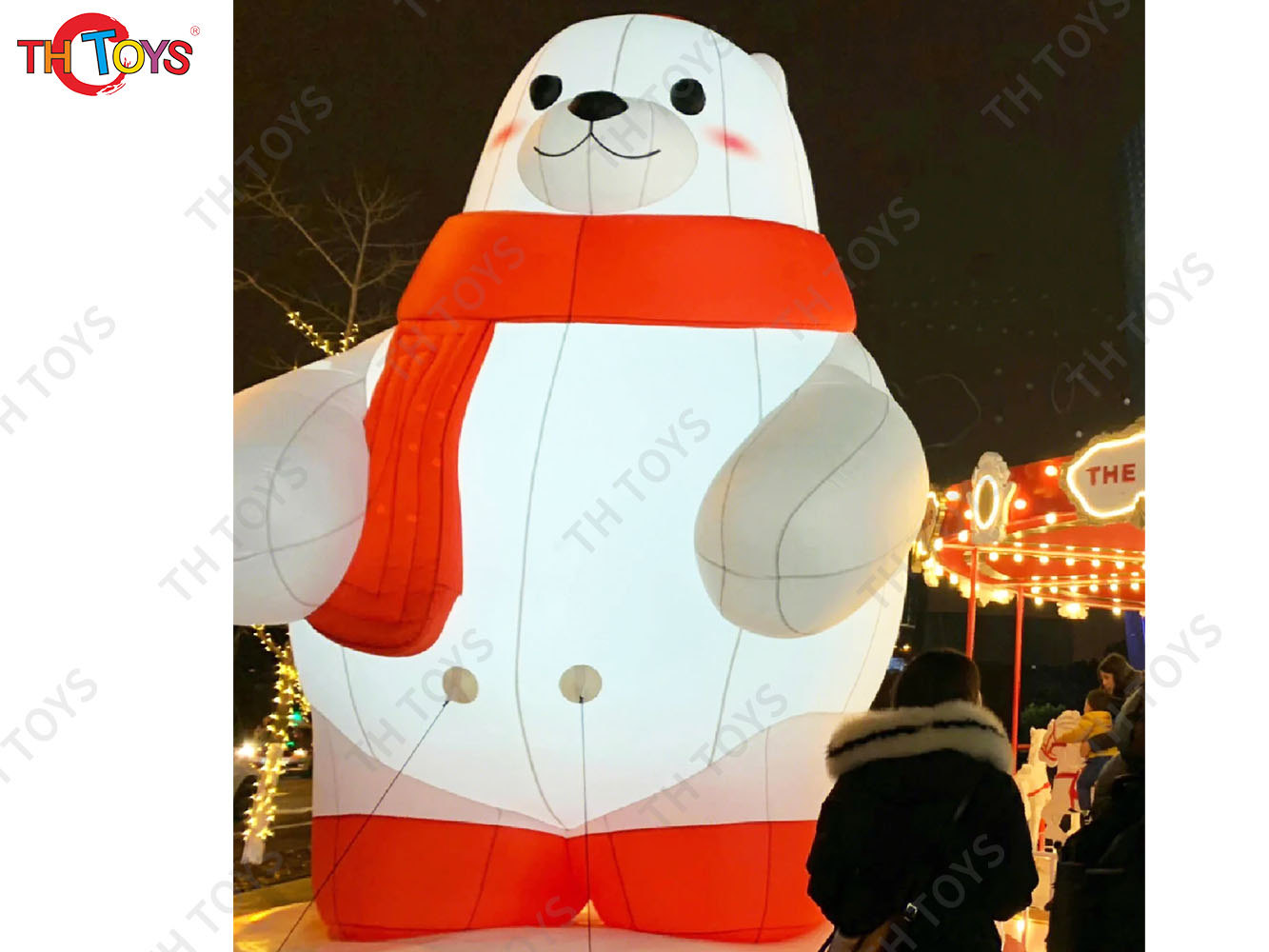 Led Lighting Inflatable Polar Bear model customized inflatable Christmas bear cartoon for decoration