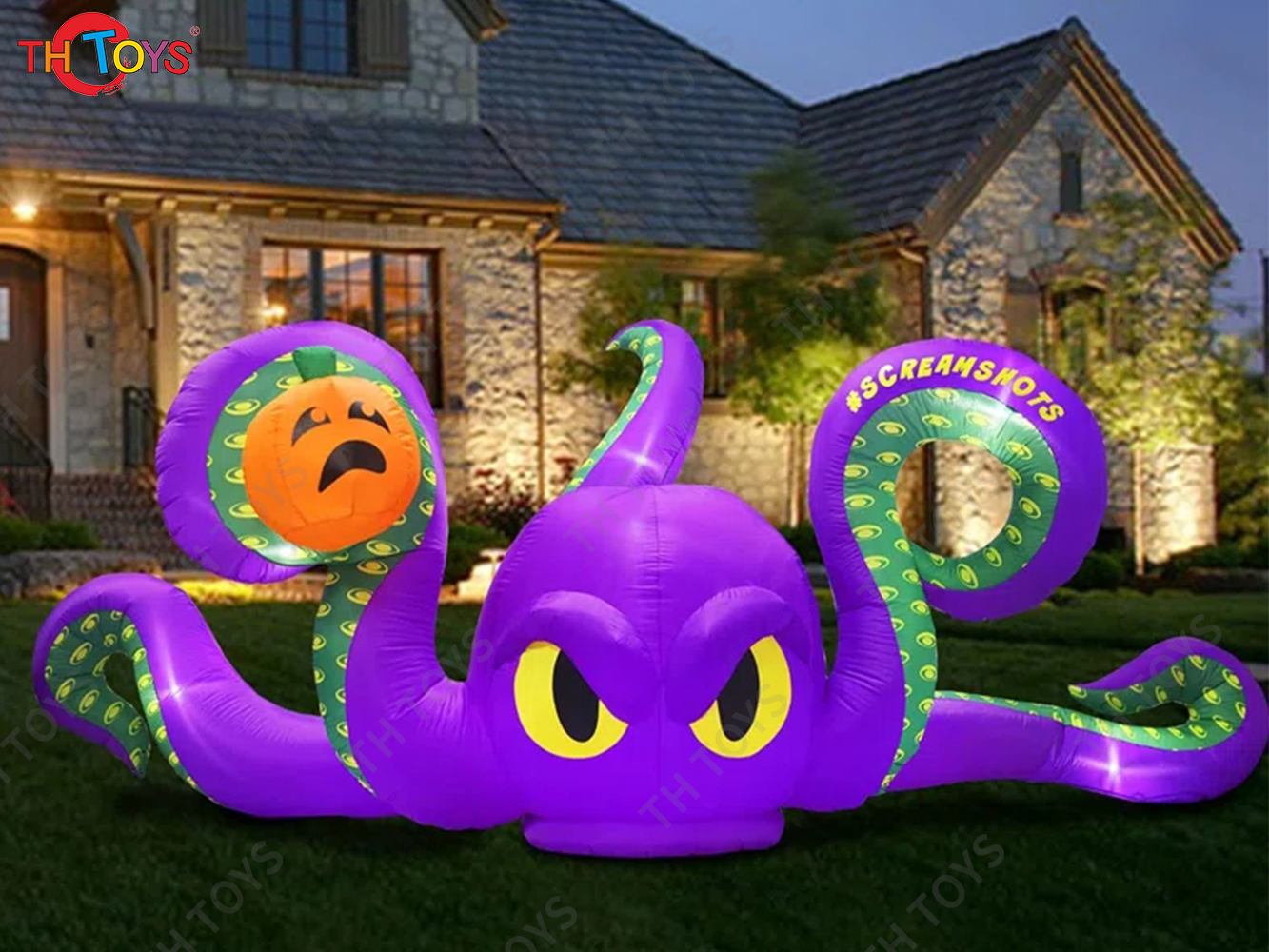4M 5M Giant Inflatable Cartoon Octopus Air Blow Squid with Tentacles Nightclub Wall Decoration Halloween Event Advertising Props