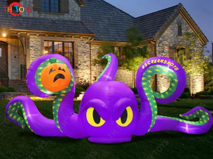 4M 5M Giant Inflatable Cartoon Octopus Air Blow Squid with Tentacles Nightclub Wall Decoration Halloween Event Advertising Props