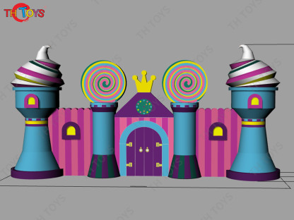 6m wide Outdoor Decoration Inflatable Ice Cream Background Wall With Entrance Arch for Sale