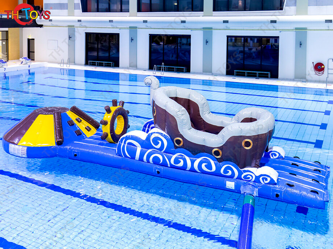 Inflatable Floating Water Obstacle Course,pirate ship commercial inflatable obstacle course on swimming pool