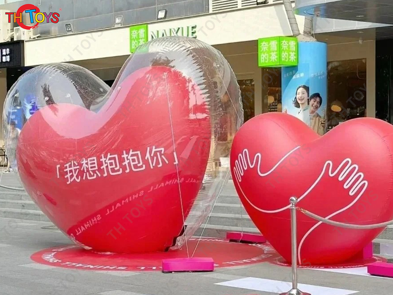 Double Layer Valentine's Day Balloon PVC Transparent Inflatable Heart Shaped Balloons for Wedding Parties Stage Decoration