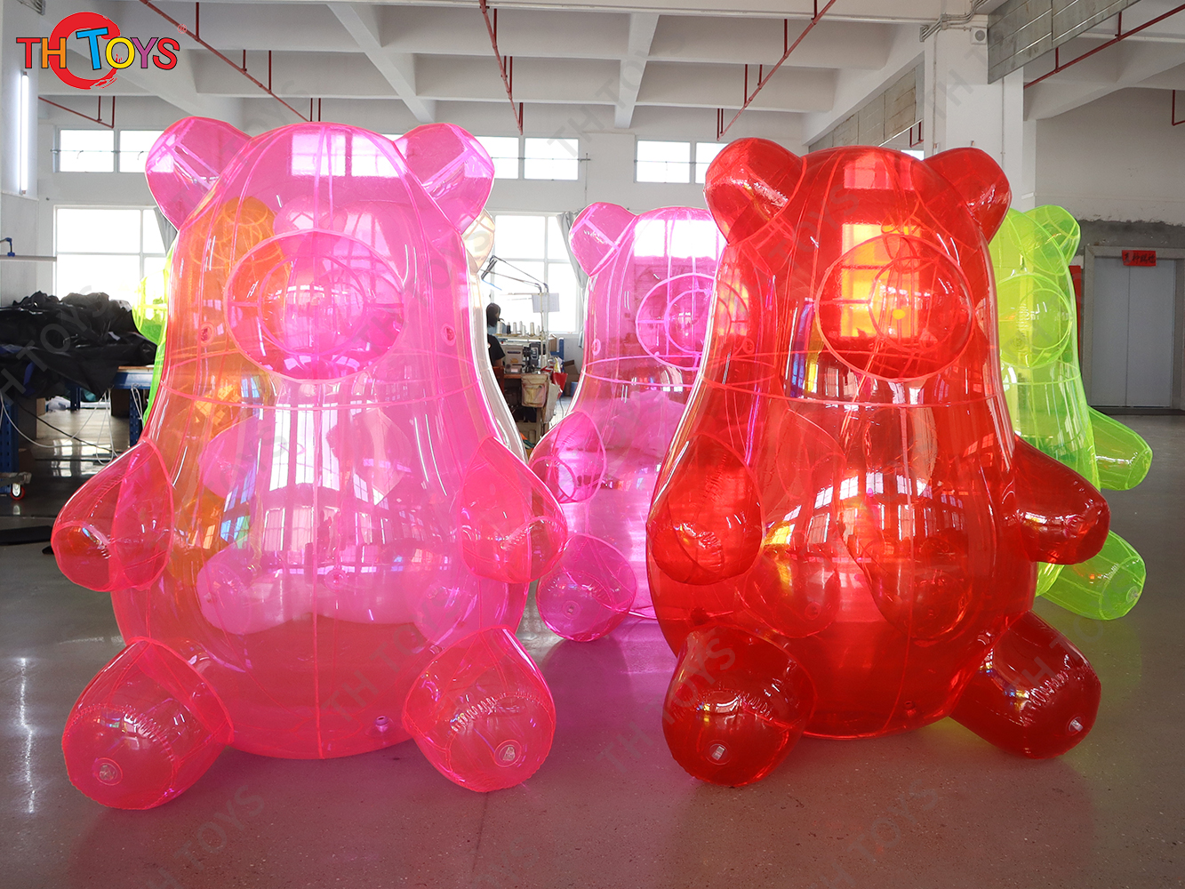 Colorful Inflatable Gummy Bear Transparent PVC Bear For Decoration