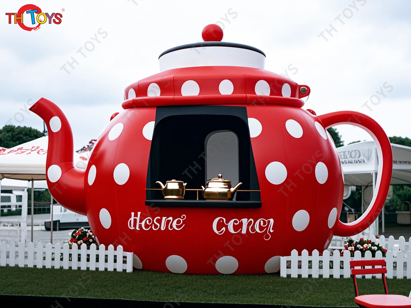 5x3.5m Inflatable Teapot Stage Tent Event Marketing Inflatable Snack Booth Lawn Tent Shelter