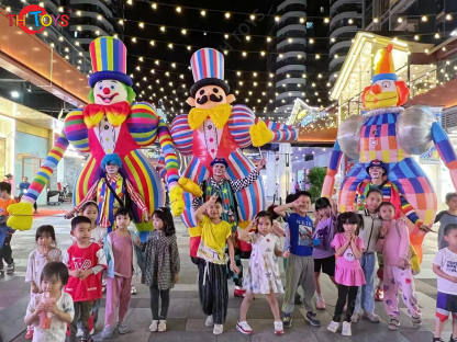 Cartoon Clown Walking Dance Inflatable Air Model for Playground Performance Props Festival Supermarket Circus Puppet