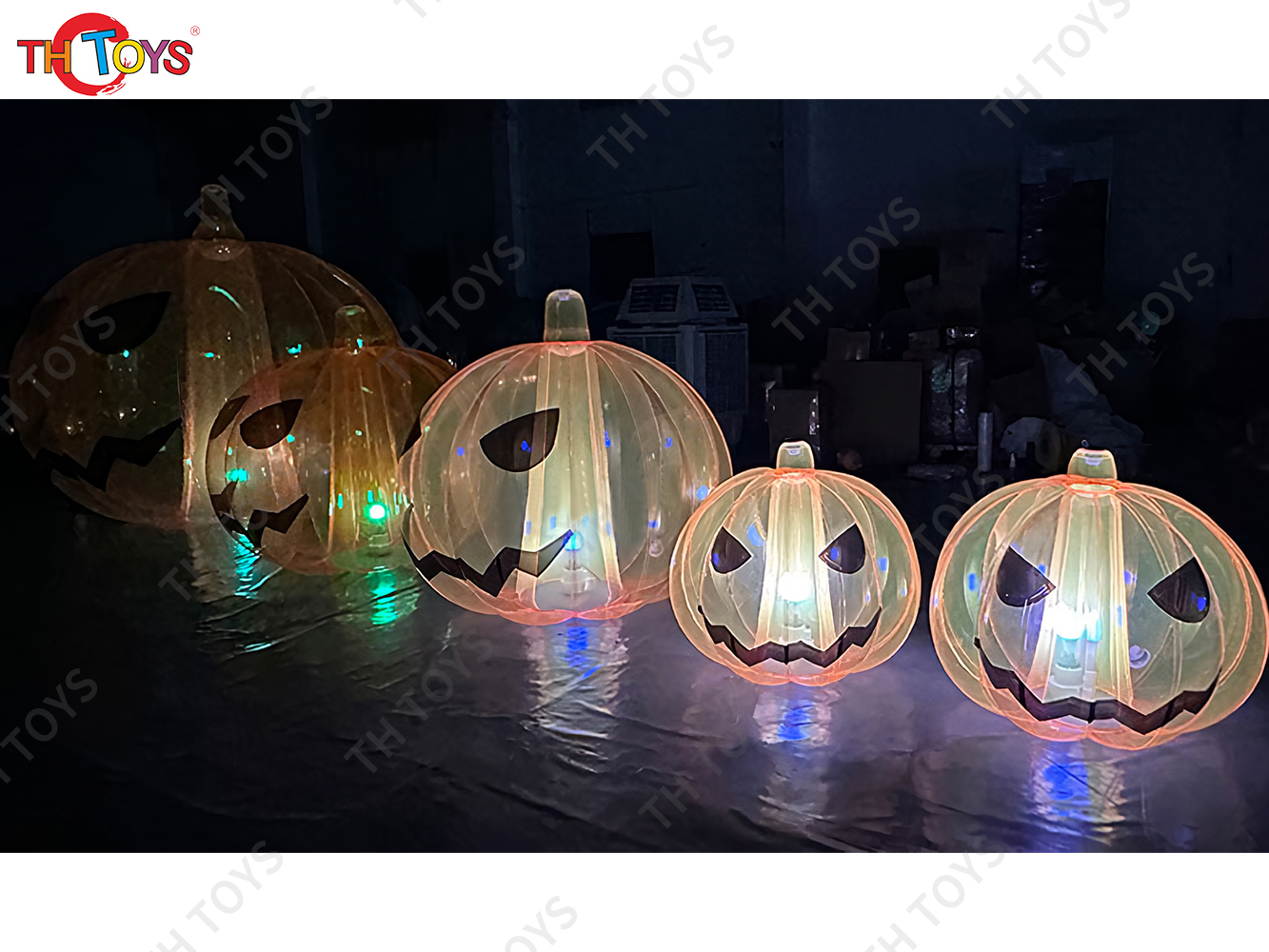 Giant Pumpkin Inflatable Lighting Transparent Inflatable Halloween Pumpkin Balloon Model Replica Ground Balloon for Advertising