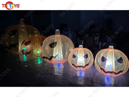 Giant Pumpkin Inflatable Lighting Transparent Inflatable Halloween Pumpkin Balloon Model Replica Ground Balloon for Advertising