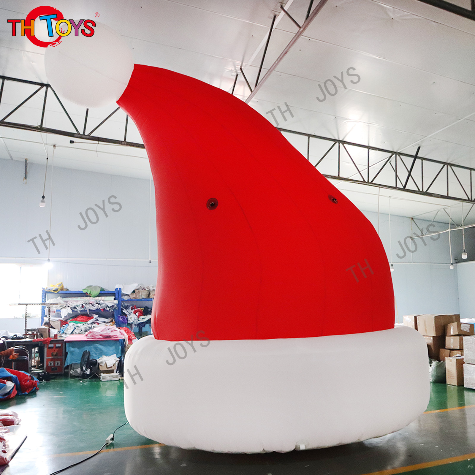 Tall Building Roof Decorations Red Color Inflatable Santa Hat For Christmas