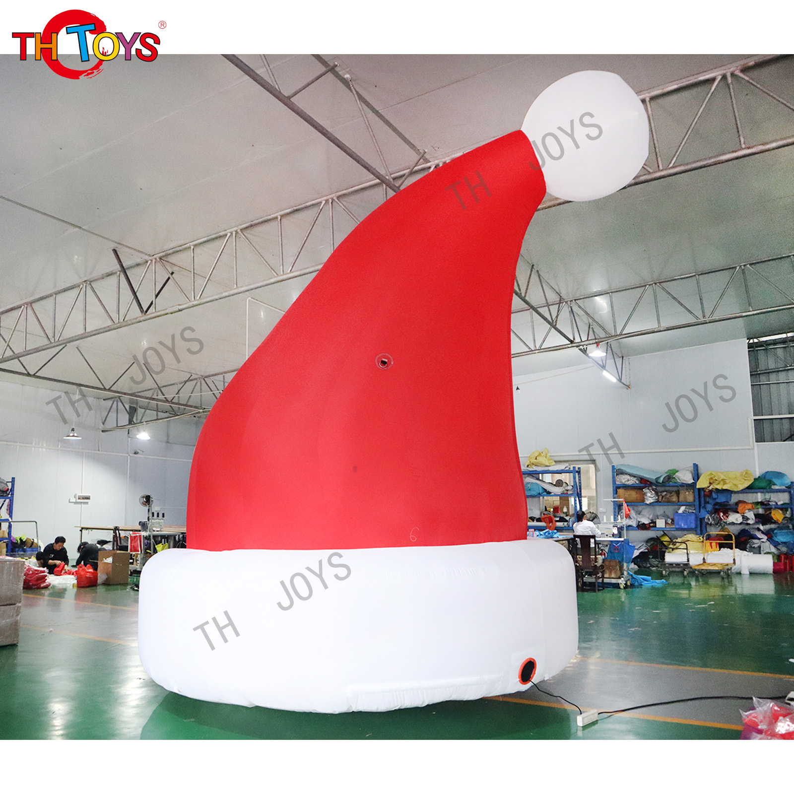 Tall Building Roof Decorations Red Color Inflatable Santa Hat For Christmas