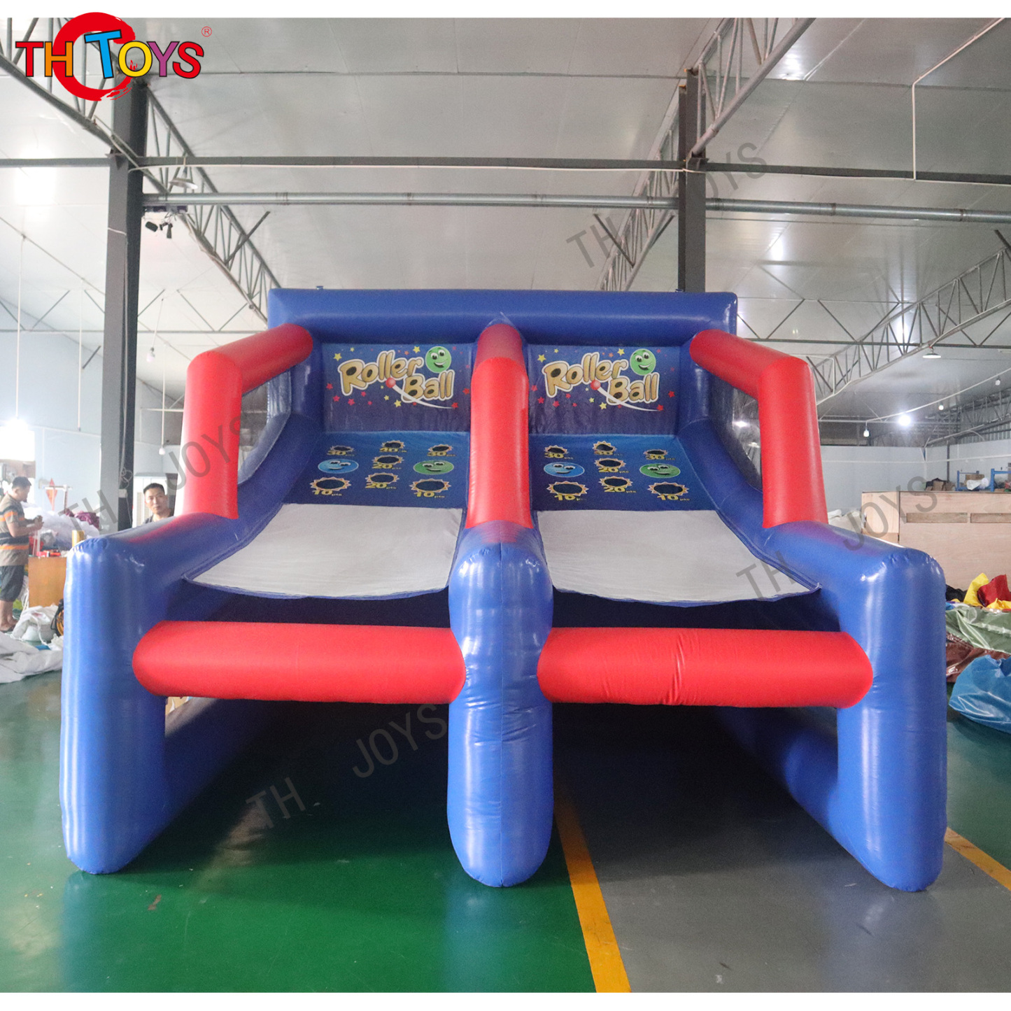 Carnival Interactive Games 2 Lanes Inflatable Roller Ball 2 Player Inflatable Game Comes Skee Tennis Balls Ball