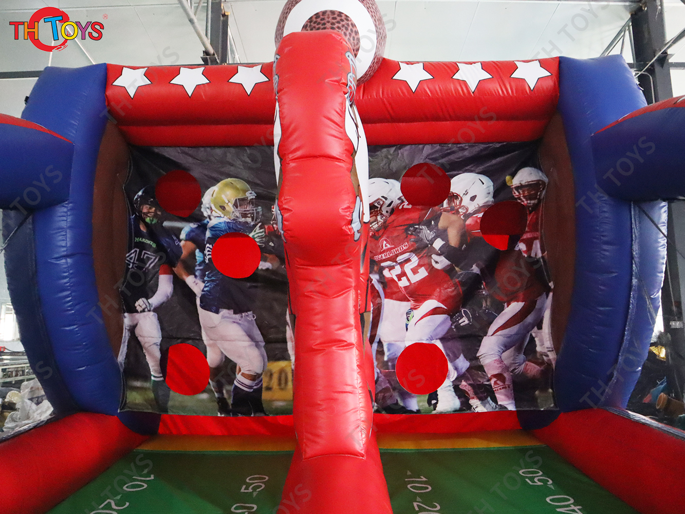 4x3x3mH Carnival Games Soccer Inflatable Football Toss First Down Outdoor Inflatable Football Throw Game for Party