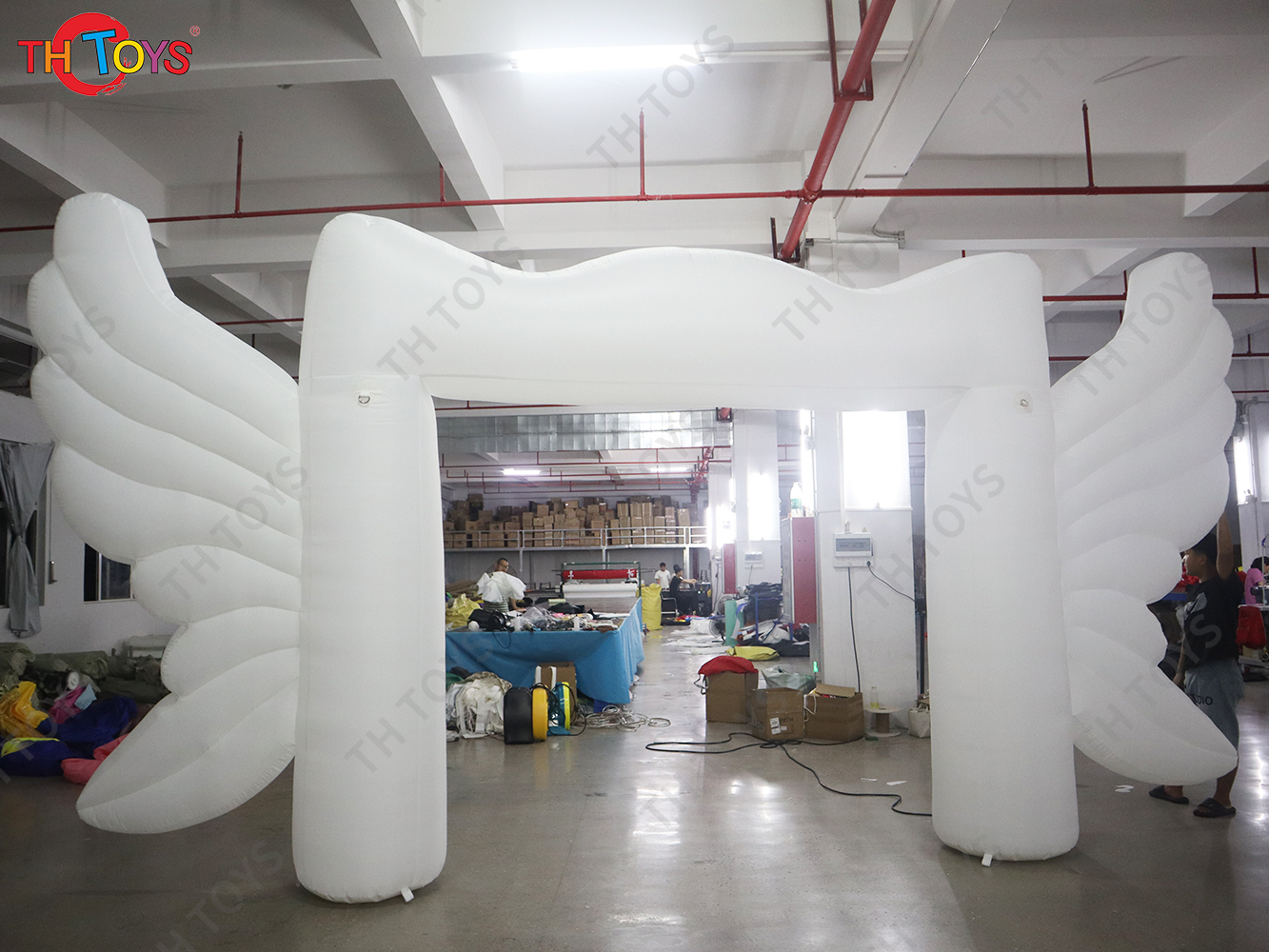 Colorful LED Lightings Inflatable Angel Arch for Night Parties, Adorable Inflatable Arch With Wings for Promotional Activities