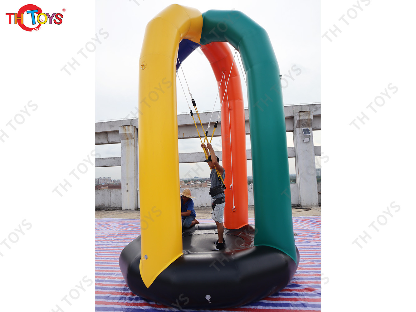Inflatable Bungee Jump Game Airtight Inflatable Bounce Jumping Trampoline For Kids N Adults
