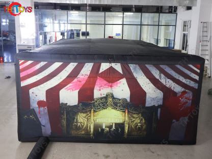 New Design Black Fun Maze Game Large Inflatable Halloween Haunted House Inflatable Haunted Labyrinth Maze for Outdoor Play
