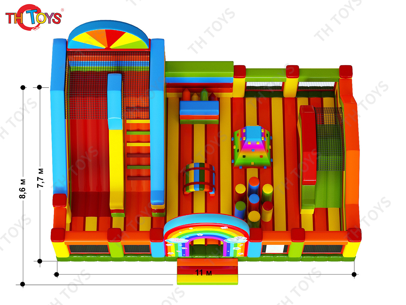 11x7.7m Rainbow Inflatable Kids And Adults Bounce House Bouncy Castle
