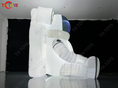 4m High Lighting Inflatable Astronaunt Model on Moon Sitting Inflatable Spaceman Air Balloon Advertising Ground Balloon