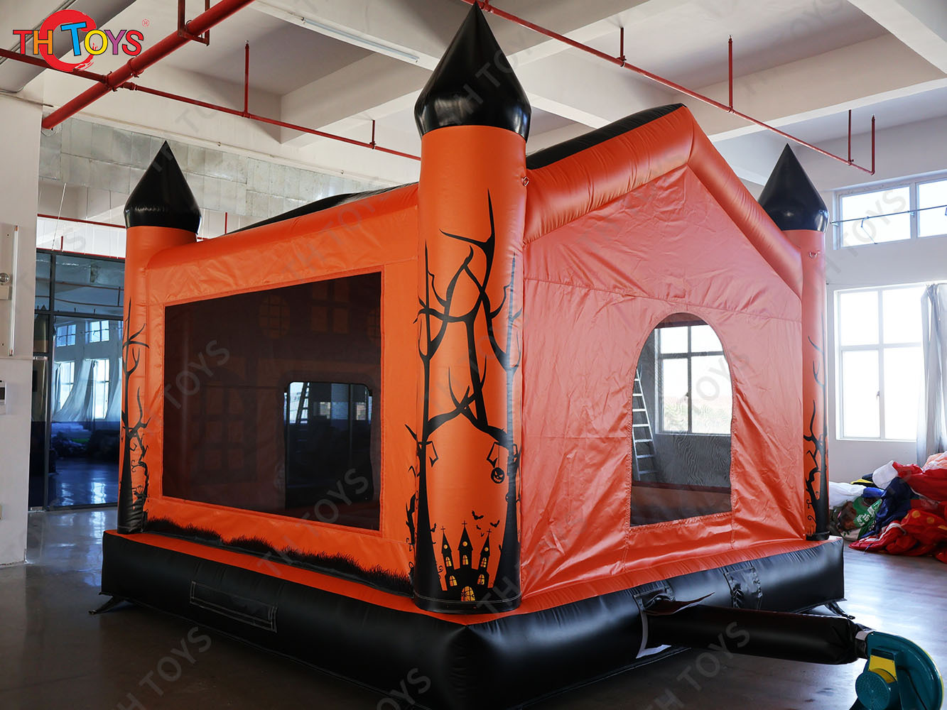 Inflatable Pumpkin Bouncer 4x4m Spooky Halloween Bounce House for Kids and Adults with Blower
