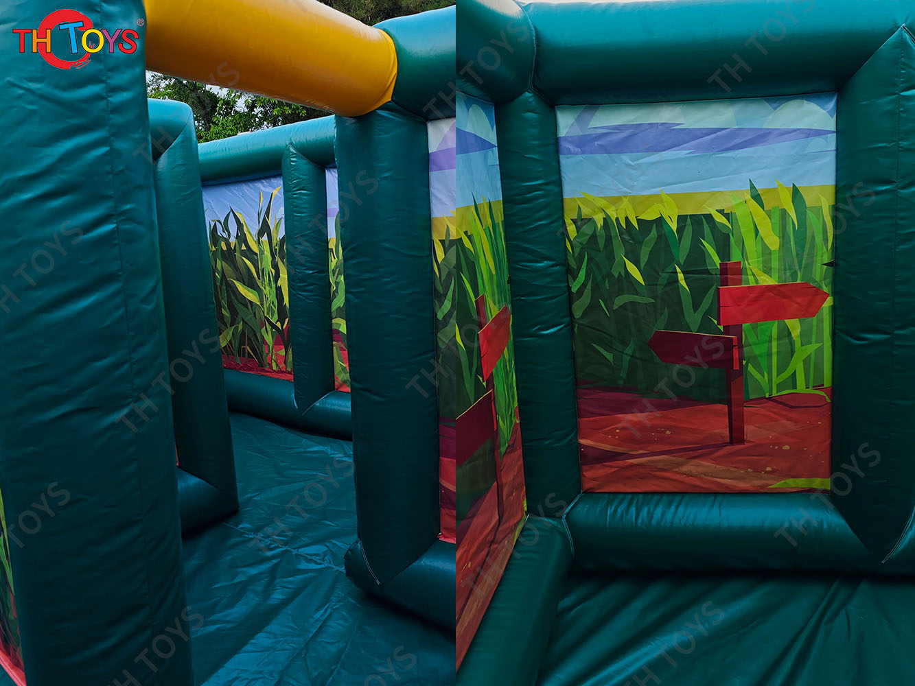 Halloween Theme Pumpkin Inflatable Maze with Corn Get Lost Patch Haunted House Outdoor Blow Up Inflatable Maze Laser Tag