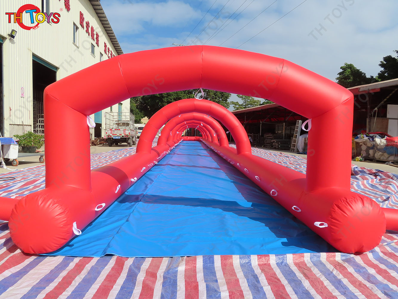 Red Inflatable Slip N Slide Inflatable Water Slider Summer Yard Slippy Inflatable Slide Come with Blower