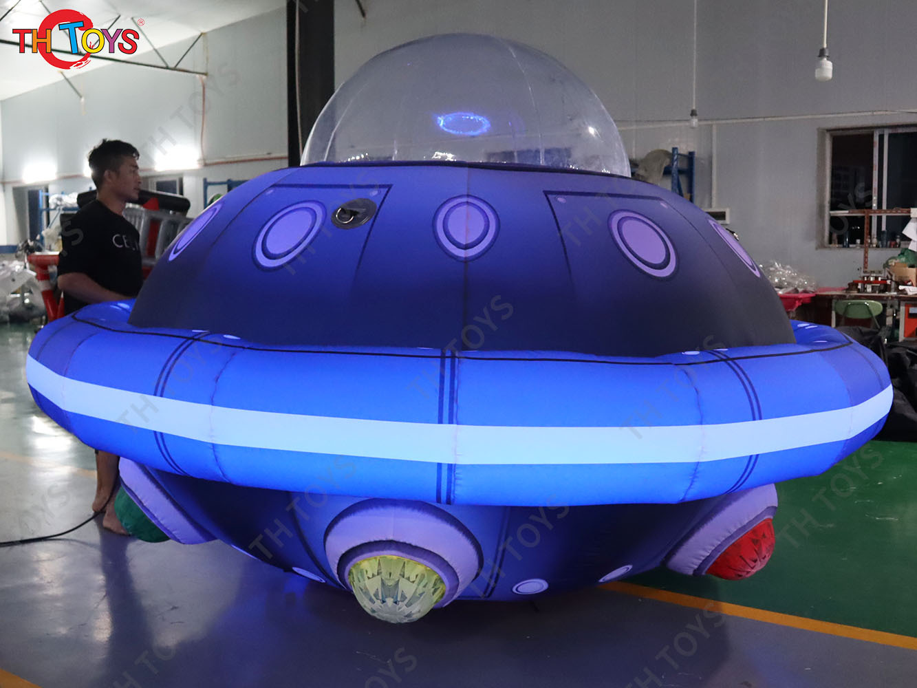 Giant Alien Inflatable UFO Flying Saucer Balloon Inflatable UFO Spaceship With Led Light Party Ideas Hanging Decorative Props
