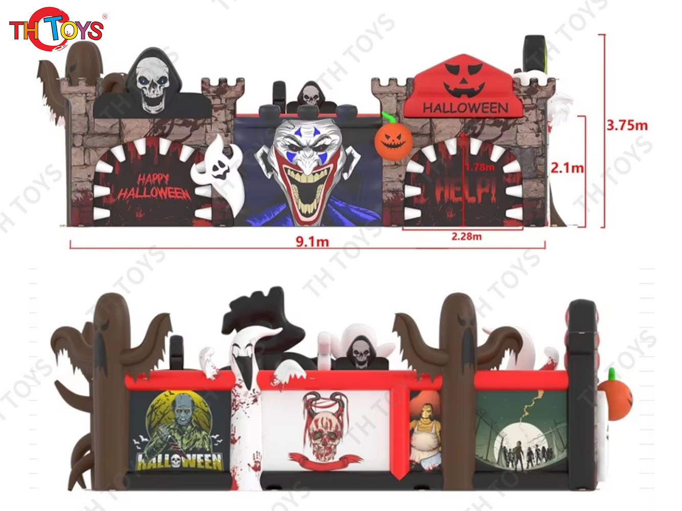 custom made Inflatable Maze outdoor big Adventure Ghost Themed Inflatable Haunted House for Halloween