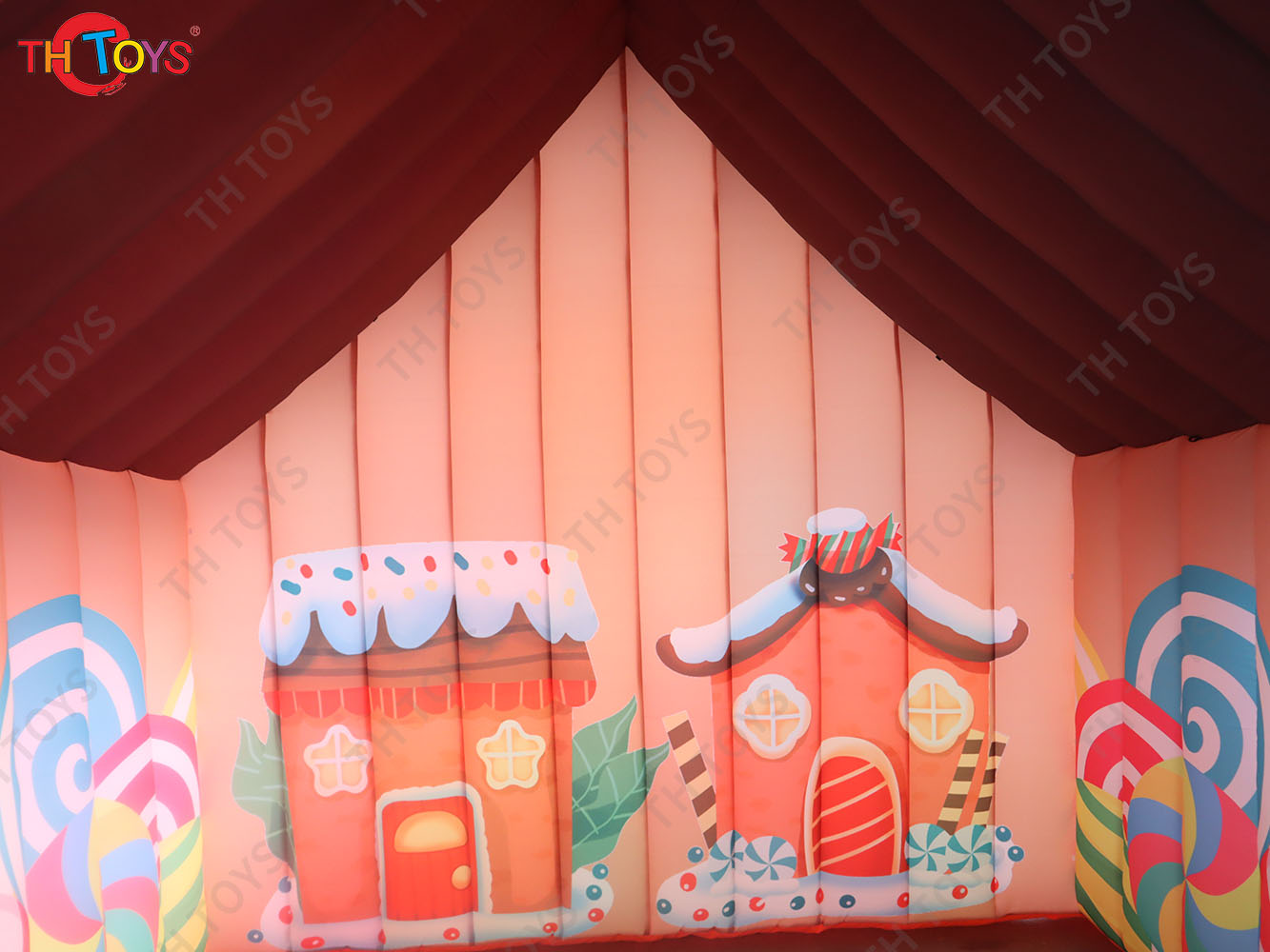 Inflatable Christmas House Candy Theme Inflatable Santa House Cabin For Xmas Party Events