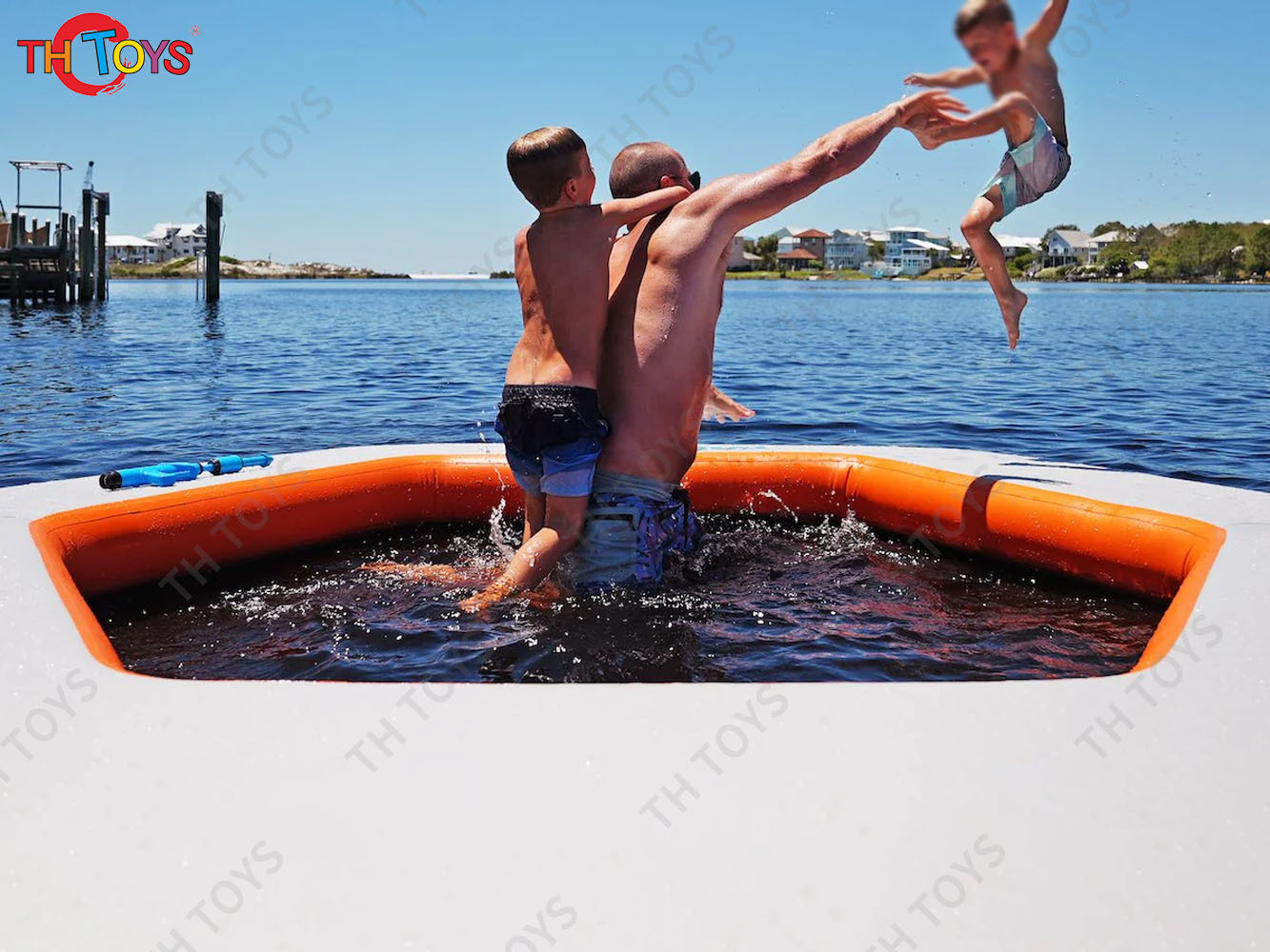 Factory Sell Inflatable Tumbling Track Water Dock Drop Stitch Inflatable Floating Platform Inflatable Water Floating Island