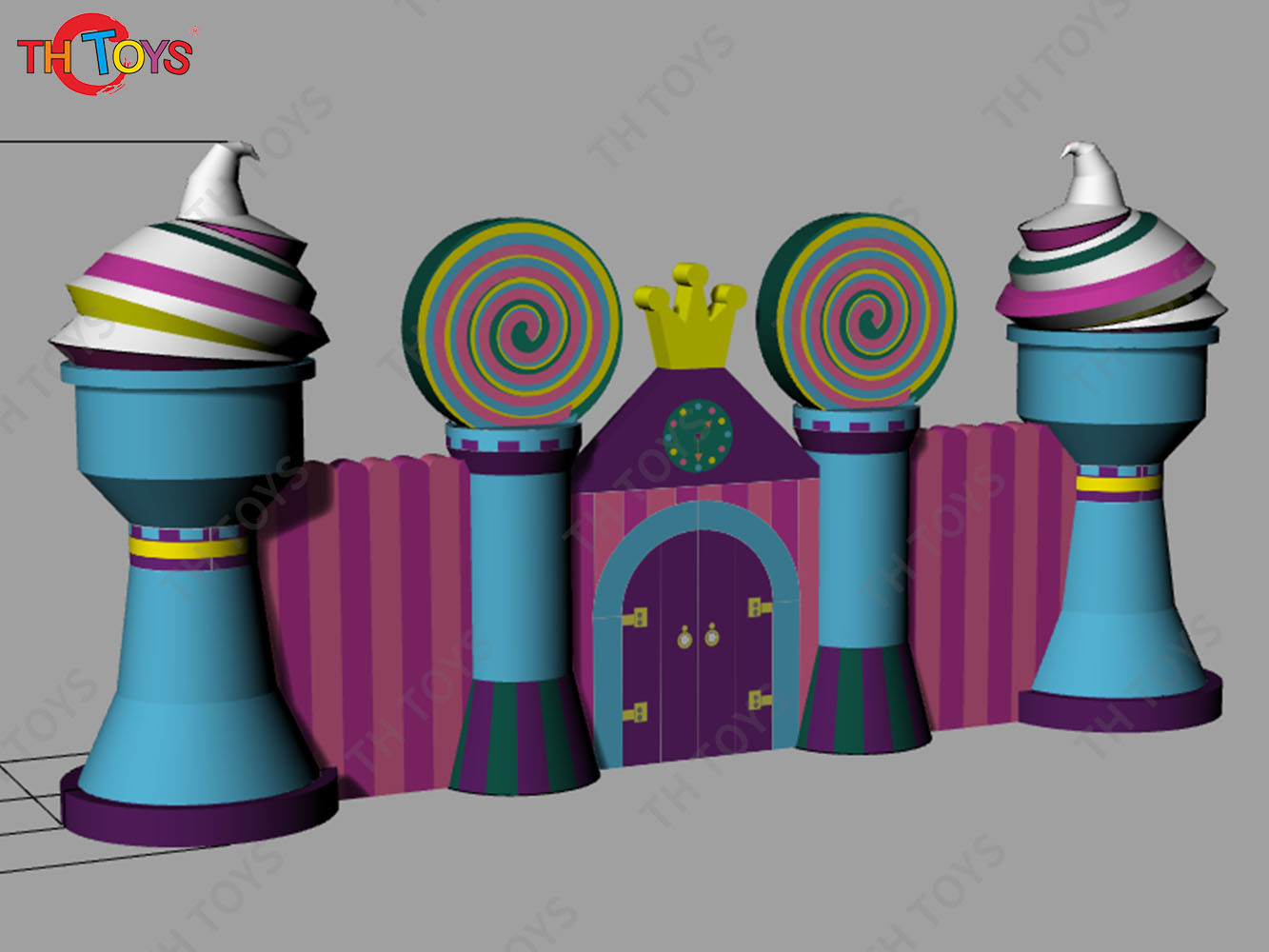 6m wide Outdoor Decoration Inflatable Ice Cream Background Wall With Entrance Arch for Sale