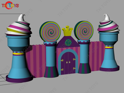 6m wide Outdoor Decoration Inflatable Ice Cream Background Wall With Entrance Arch for Sale