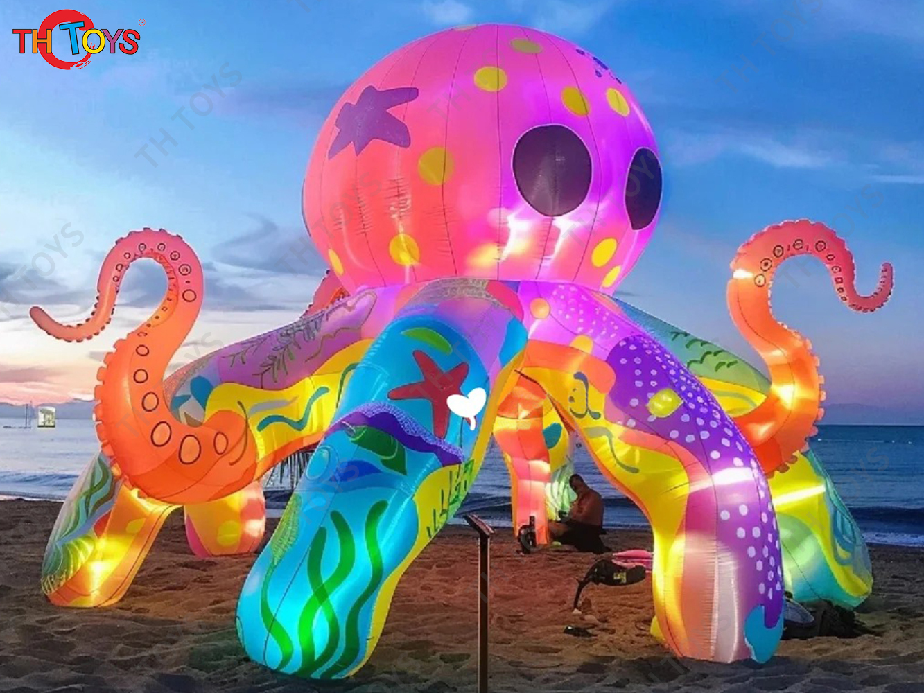 Colorful Fancy Printing Inflatable Octopus Booth with LED Lighting Inflatable Tentacles Stage Tent Background