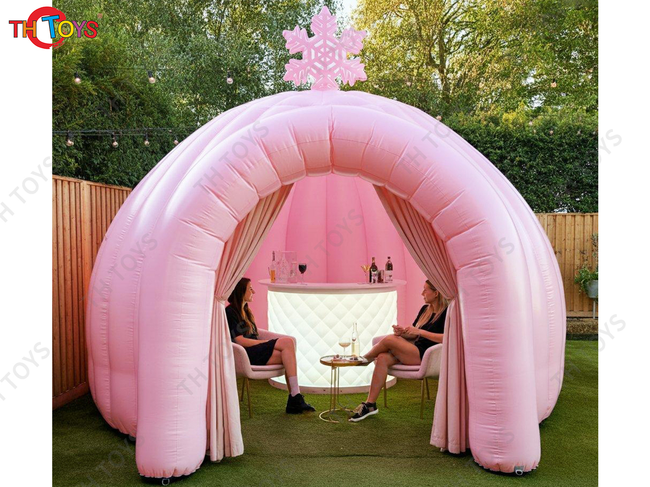 New Design Inflatable Dome Tent with LED Lighting Outdoor Carnival Party Inflatable Ice Bar with Snowflake