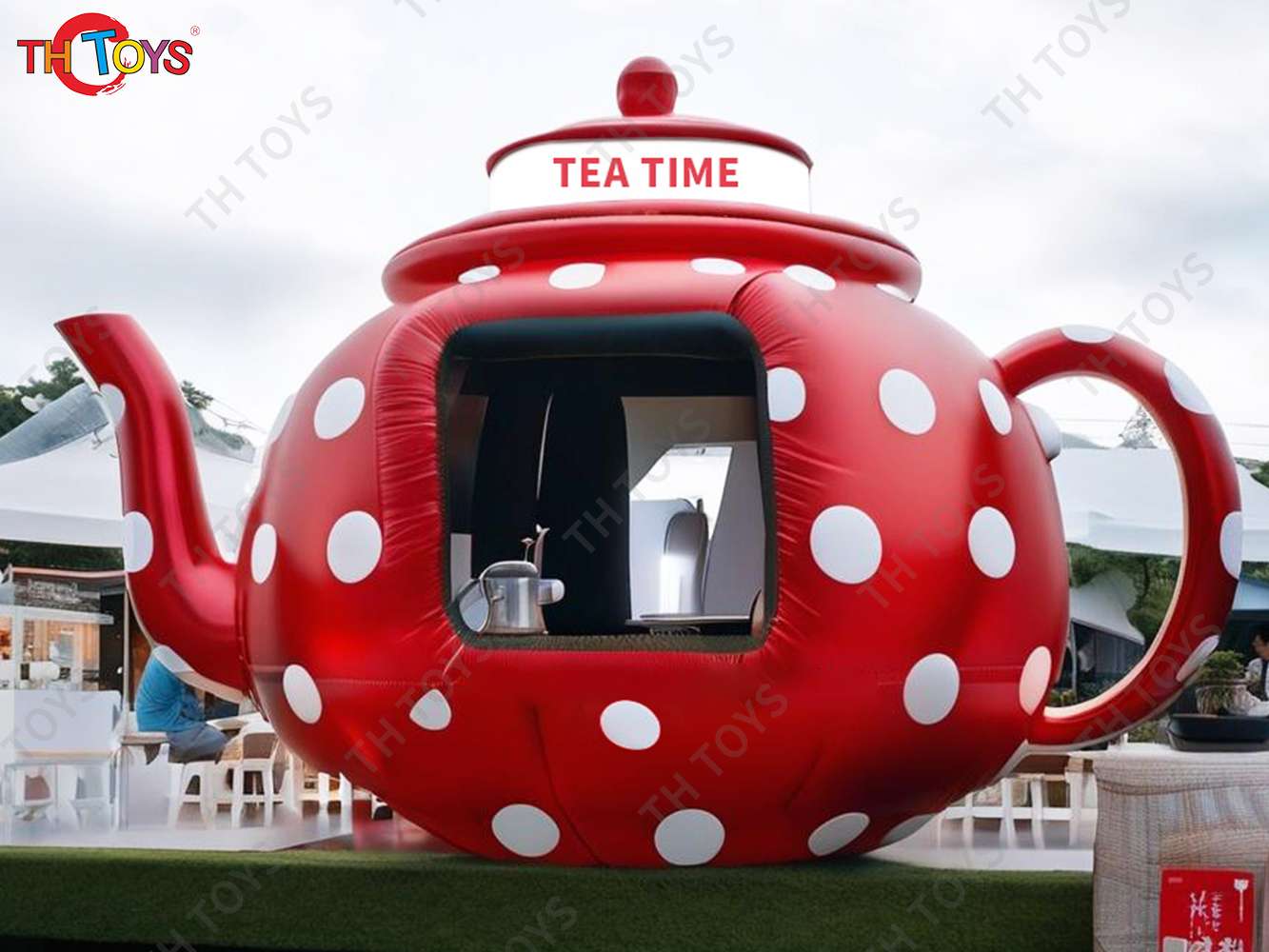 5x3.5m Inflatable Teapot Stage Tent Event Marketing Inflatable Snack Booth Lawn Tent Shelter