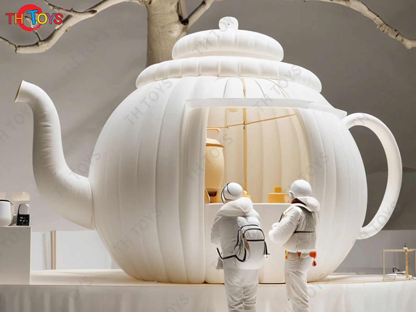 5x3.5m Inflatable Teapot Stage Tent Event Marketing Inflatable Snack Booth Lawn Tent Shelter