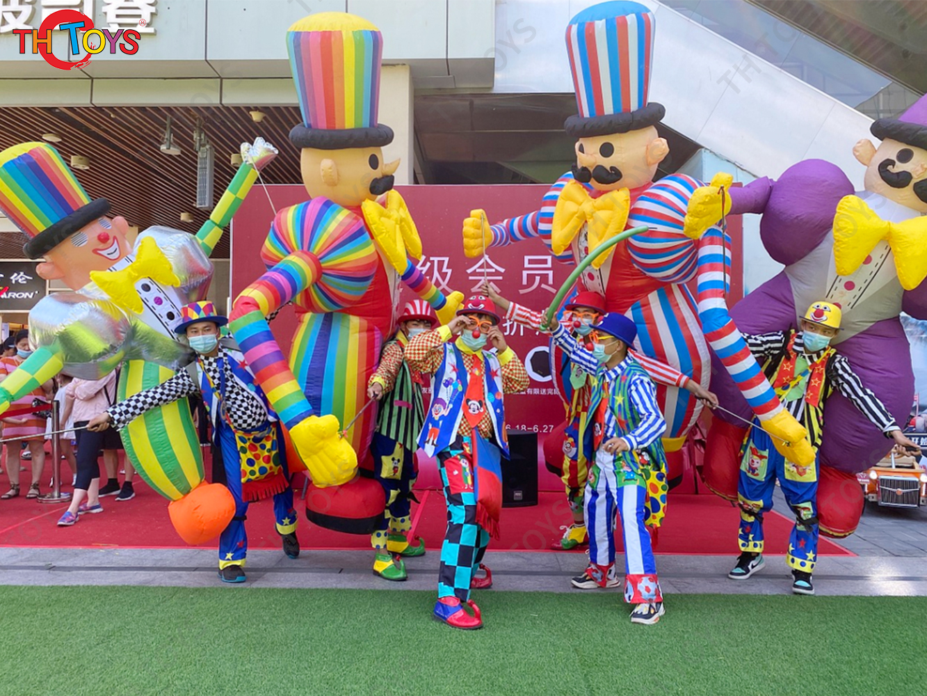 Cartoon Clown Walking Dance Inflatable Air Model for Playground Performance Props Festival Supermarket Circus Puppet