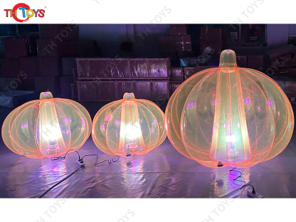 Giant Pumpkin Inflatable Lighting Transparent Inflatable Halloween Pumpkin Balloon Model Replica Ground Balloon for Advertising