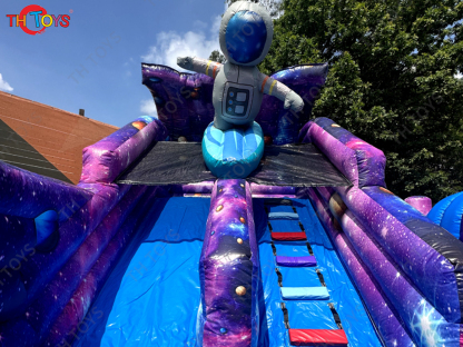 6x4m Commercial Inflatable Bouncer Playground with Slide Astronauts Space Theme Bouncy Castle