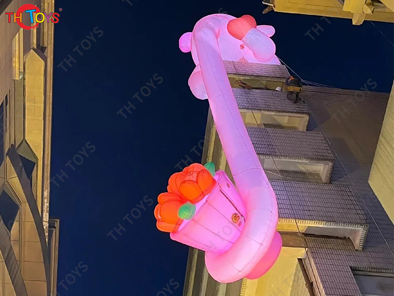 Super Long Inflatable Pink Elephant Holding a Diamond Ring For Wedding Proposal Custommade For Valentine's Day event display