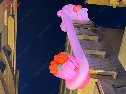 Super Long Inflatable Pink Elephant Holding a Diamond Ring For Wedding Proposal Custommade For Valentine's Day event display