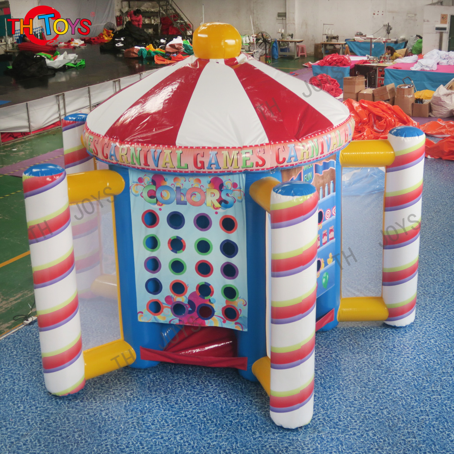 Outdoor commercial grade kids interactive carnival games inflatable 5 in 1 world sport game