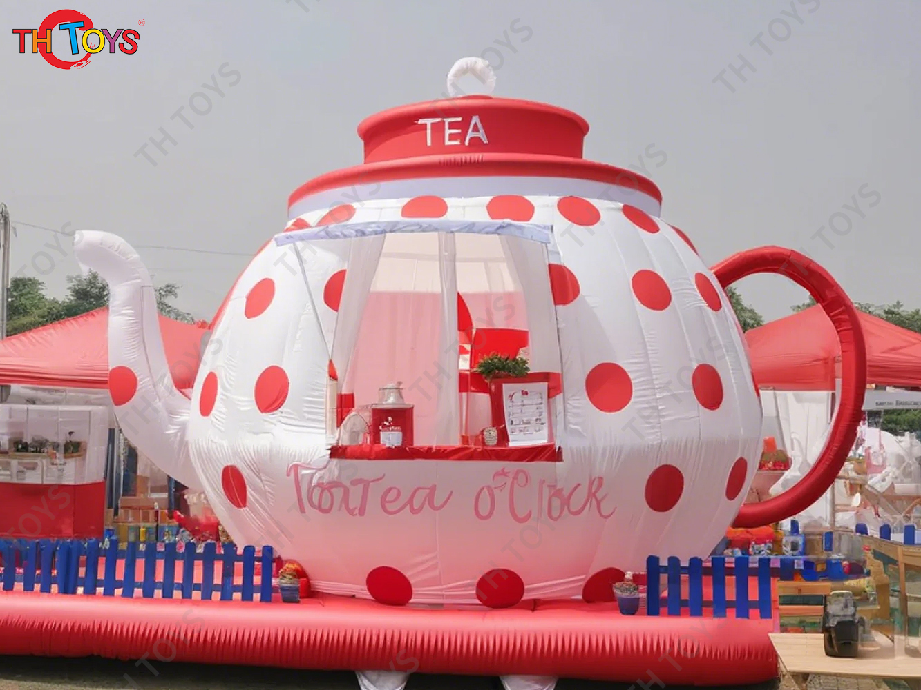 5x3.5m Inflatable Teapot Stage Tent Event Marketing Inflatable Snack Booth Lawn Tent Shelter