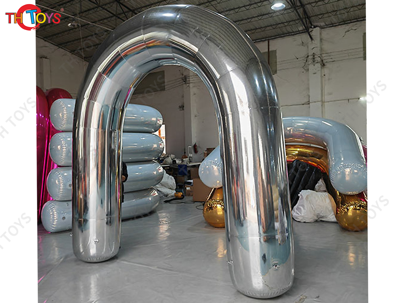 Commercial Silvery Inflatable Mirror Arch Beautiful Golden Inflatable Wedding Arch For Decoration Holiday Carnival Event