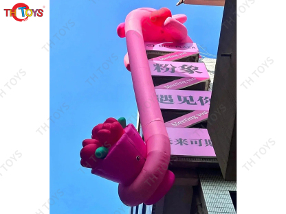 Super Long Inflatable Pink Elephant Holding a Diamond Ring For Wedding Proposal Custommade For Valentine's Day event display
