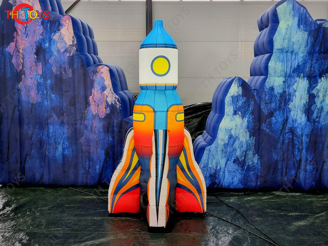 6m wide Inflatable Rock Mountain Stone Hills With Sun and Rocket