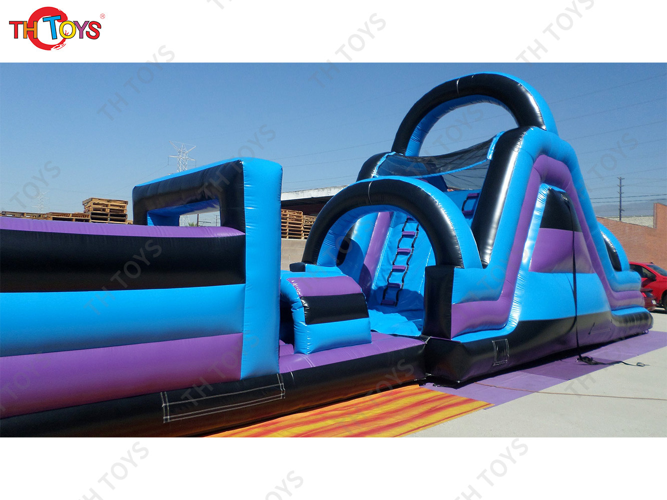 19m Long Purple Inflatable Obstacle Course Sport Game Commercial Durable Inflatable Obstacle Running Carnival Competition