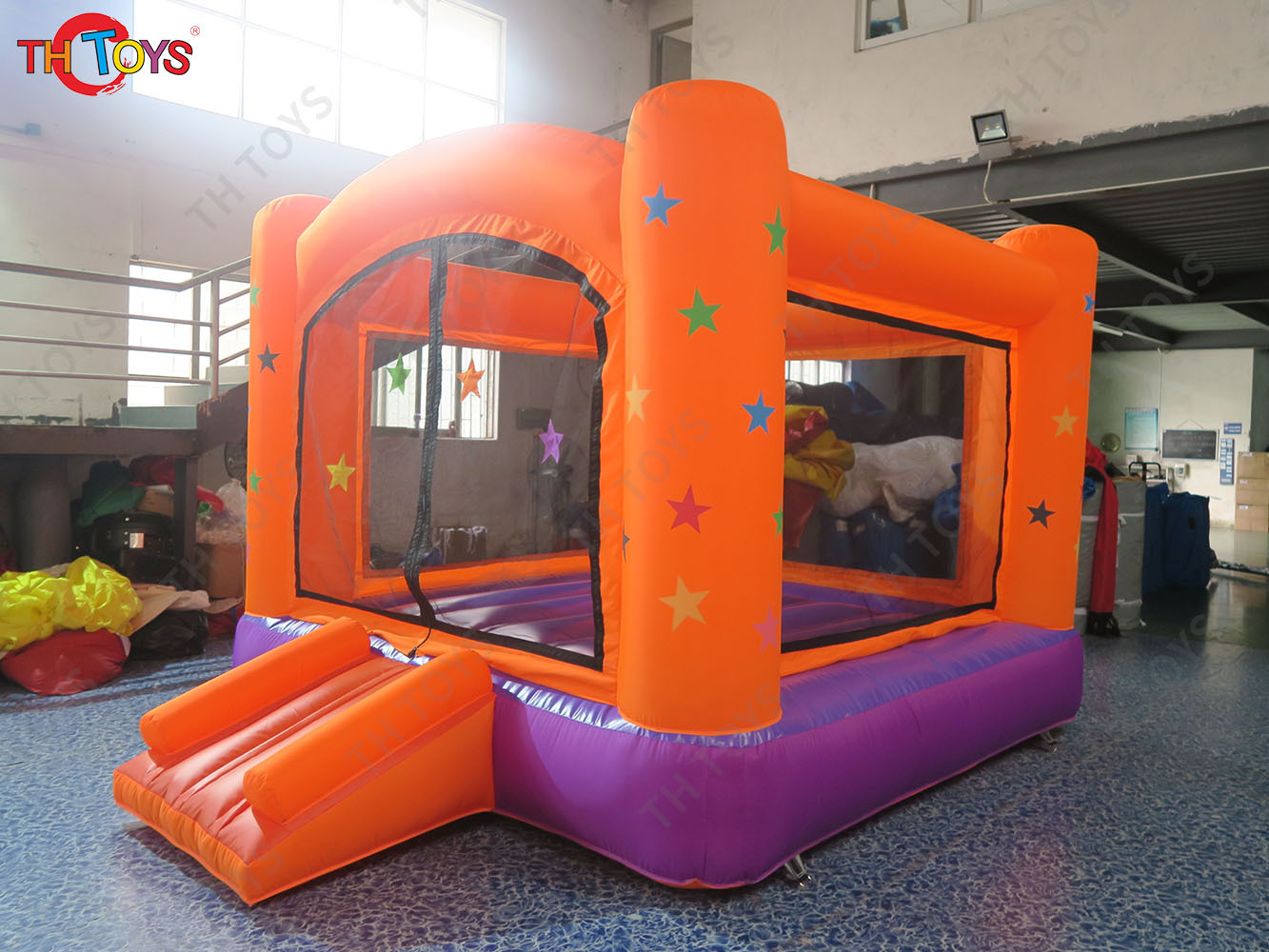 3x3m/4x3m Orange Inflatable Bounce House for Kids Children Blow Up Bouncy Castle Air Jumper with Blower