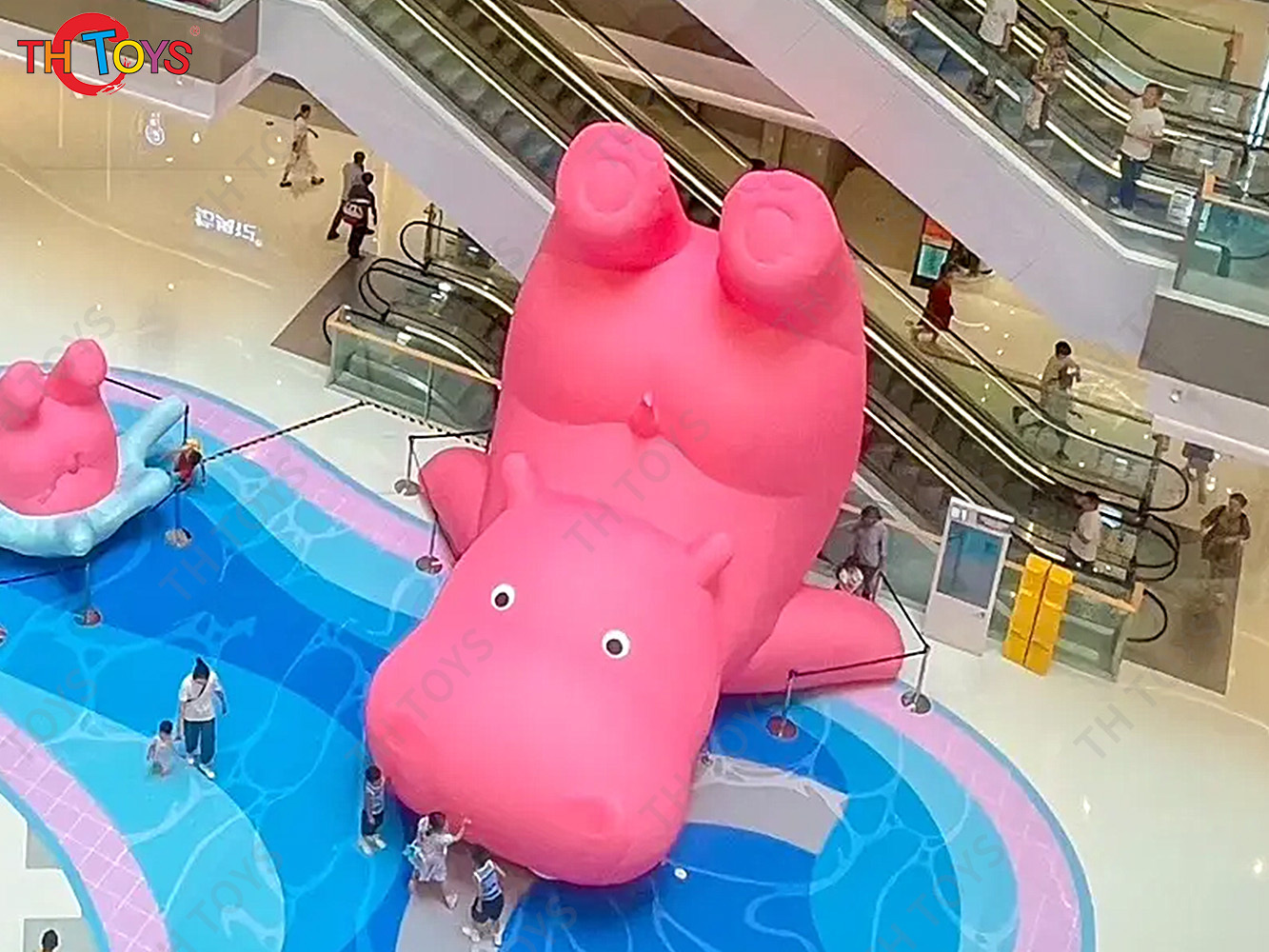 Pink Inflatable Hippo Model Custom Made Animal Hippo Cartoon Mascot Advertising Inflatables with Free Blower
